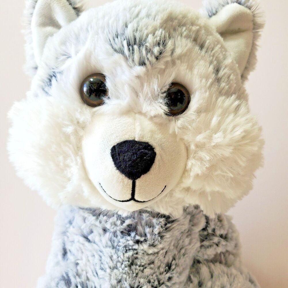 Husky Wolf Plush Stuffed Puppy Dog Gray White 13" Sitting Fluffy Soft Furry Cute